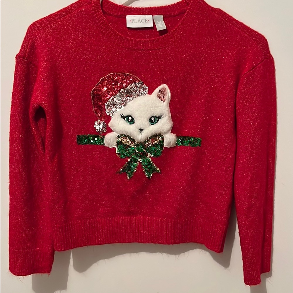 The Children's Place Red Christmas Cat Sweater